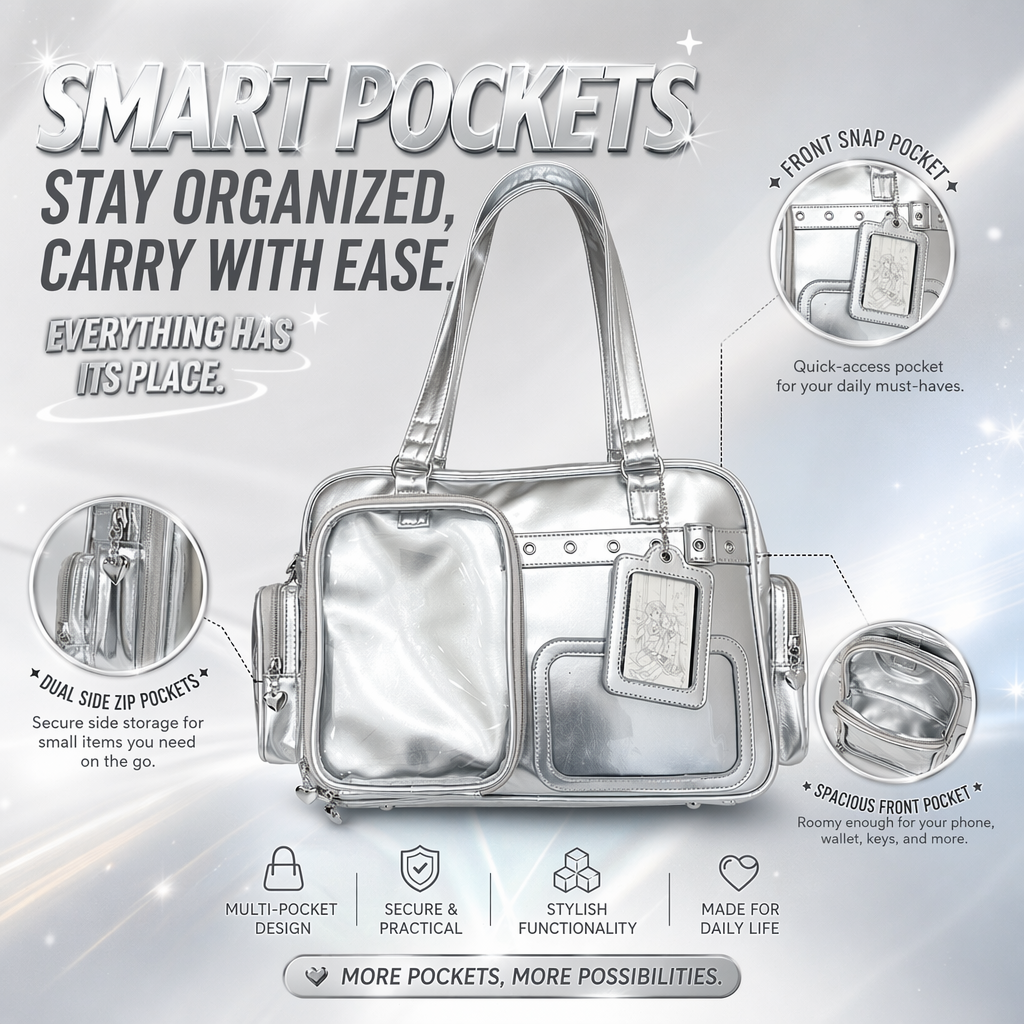 Holographic 3-Way Convertible Ita Bag | Large Capacity Display Handbag