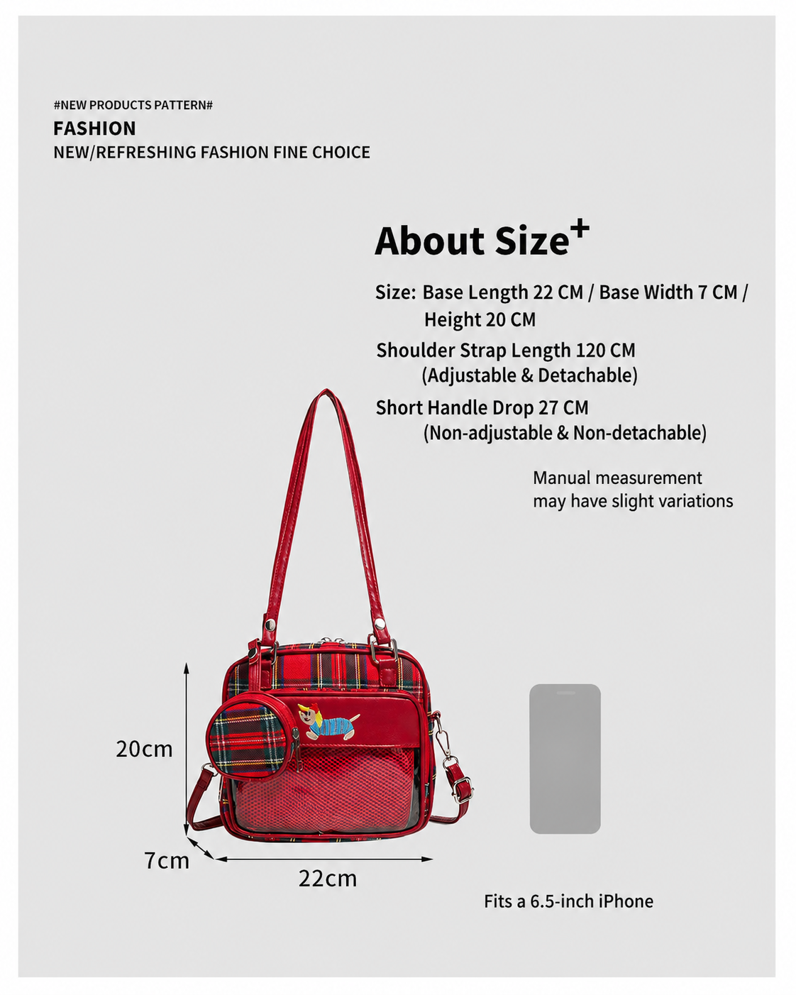 Red Plaid Transparent Ita Small Crossbody Shoulder Bag