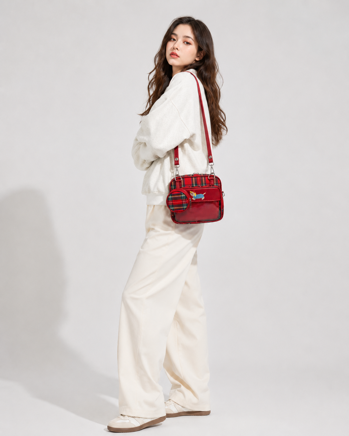Red Plaid Transparent Ita Small Crossbody Shoulder Bag