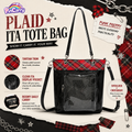 JK Plaid Trim Ita Tote Shoulder Bag