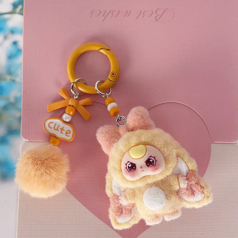 Cute Flocked Mini Doll Keychain Bag Charm