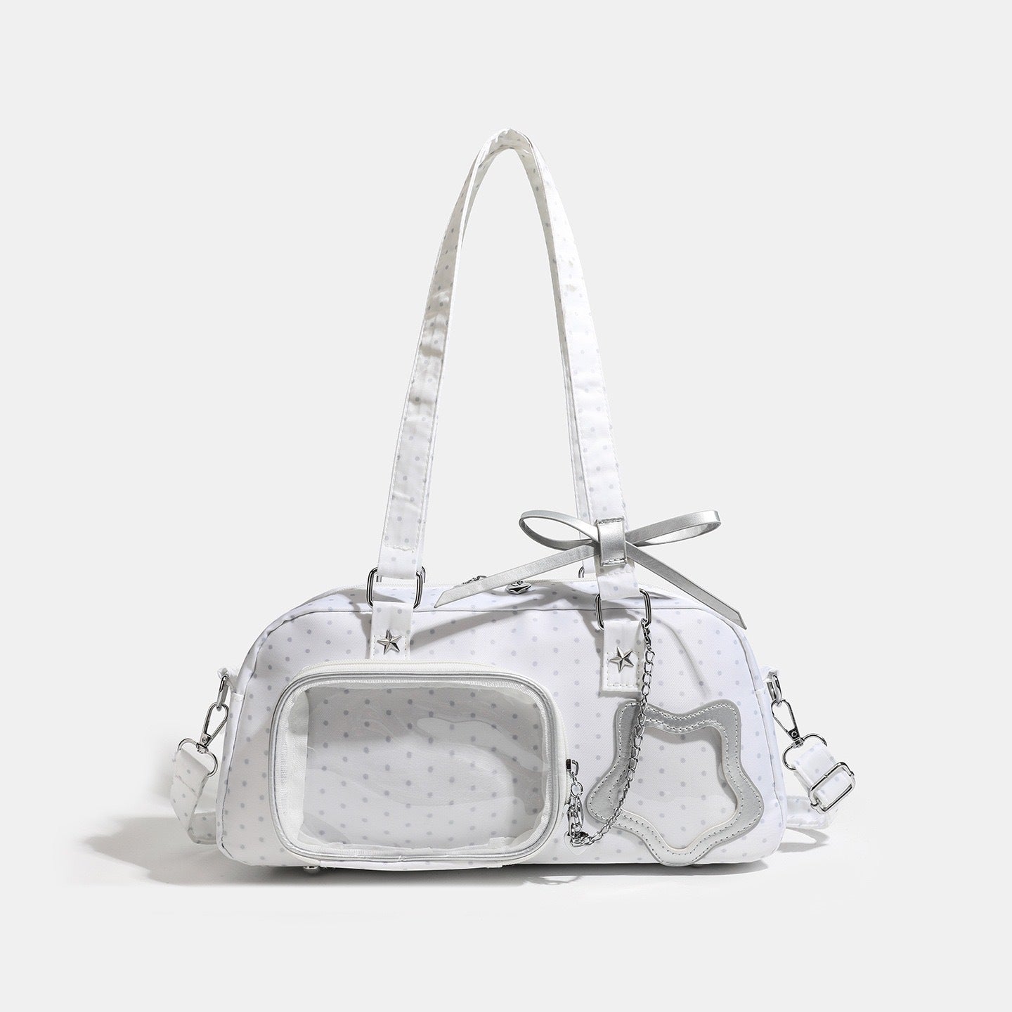 Polka Dot Star Decor Transparent Ita Shoulder Handbag
