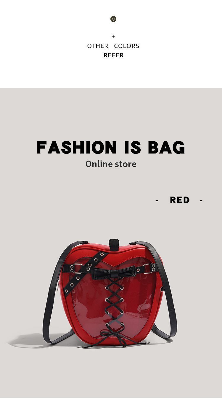 Red Apple Heart Transparent Ita Mini Backpack