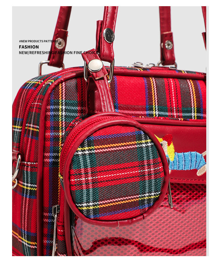 Red Plaid Transparent Ita Small Crossbody Shoulder Bag