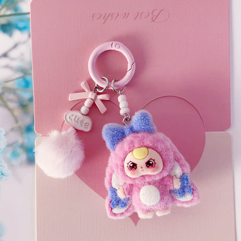 Cute Flocked Mini Doll Keychain Bag Charm