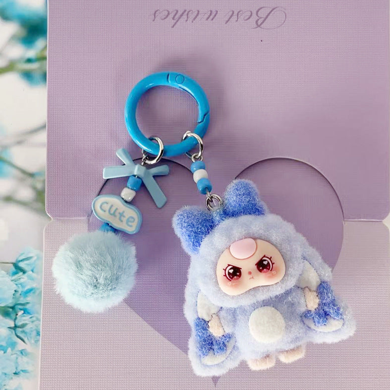 Cute Flocked Mini Doll Keychain Bag Charm
