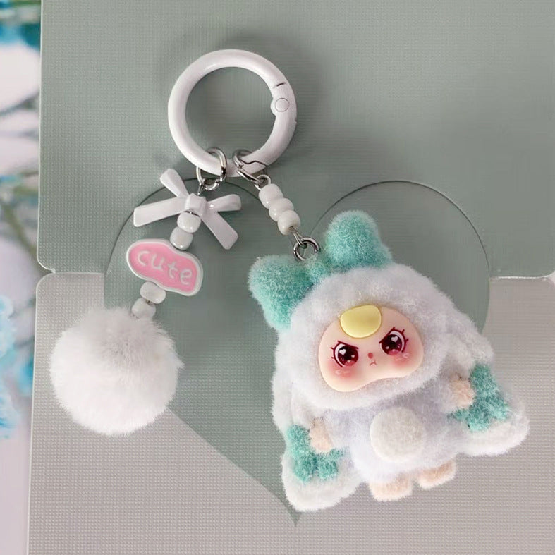 Cute Flocked Mini Doll Keychain Bag Charm