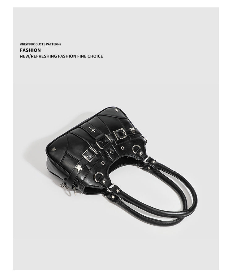 Gothic Punk Rivet Decor PU Underarm Ita Crossbody Bag