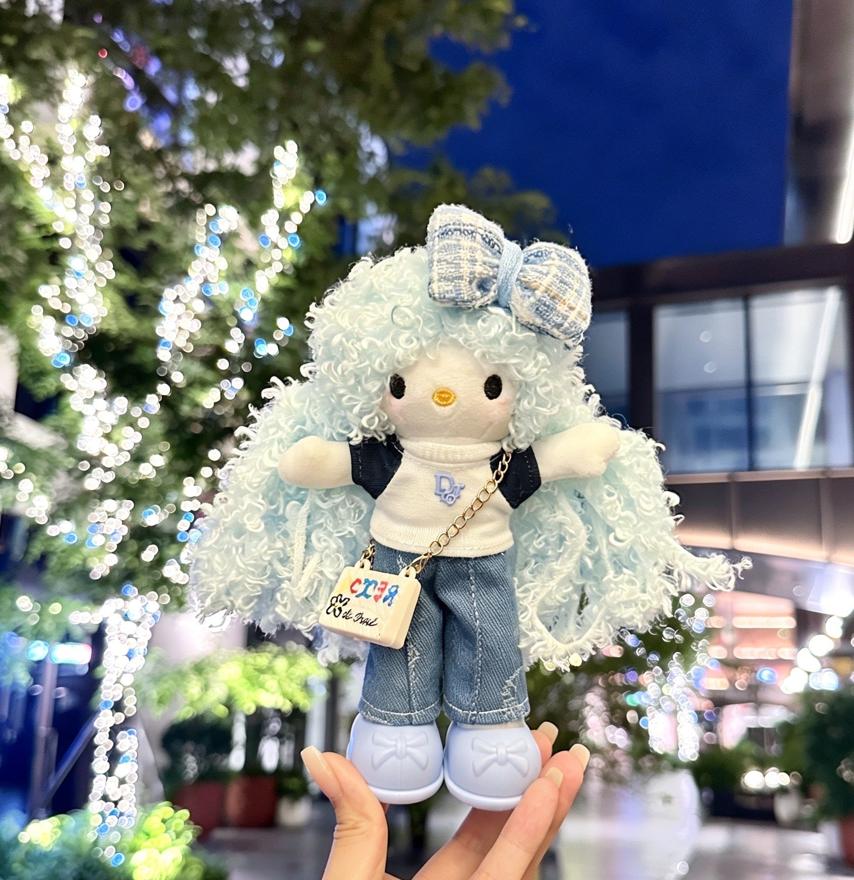Long Leg KT Cat Plush Bag Charm - Denim Series