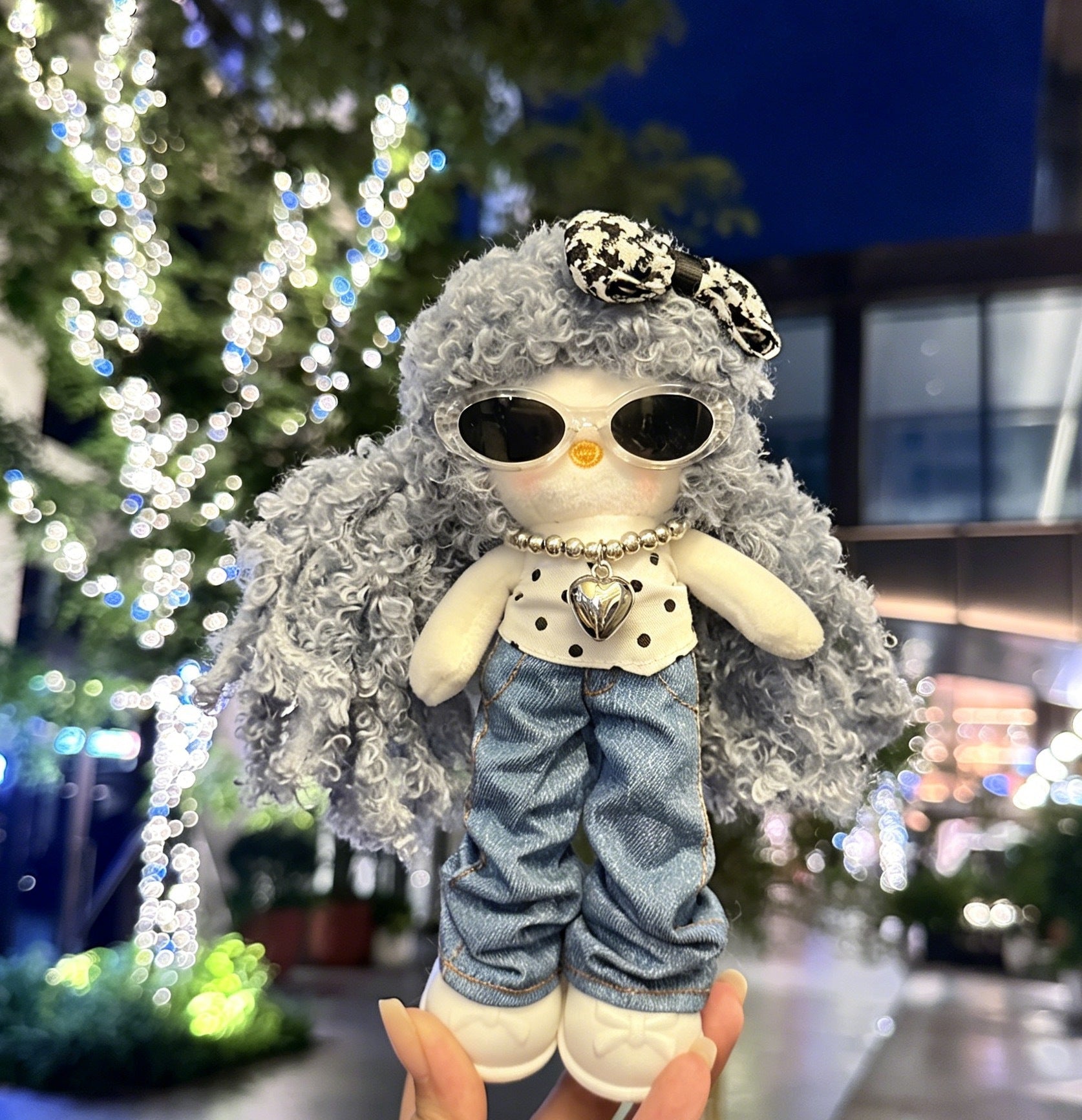 Long Leg KT Cat Plush Bag Charm - Denim Series