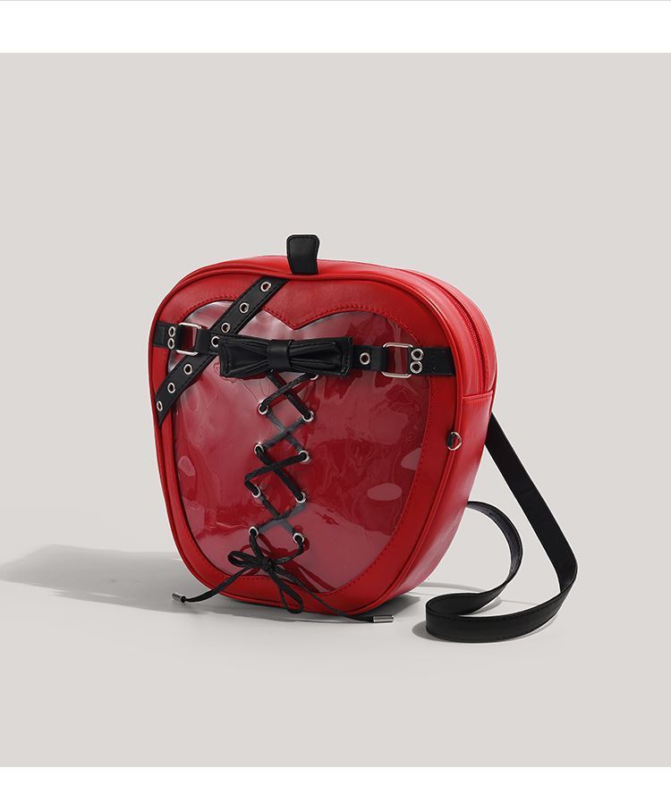 Red Apple Heart Transparent Ita Mini Backpack