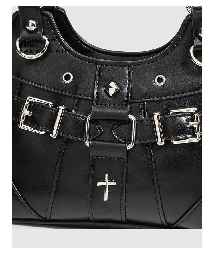 Gothic Punk Rivet Decor PU Underarm Ita Crossbody Bag