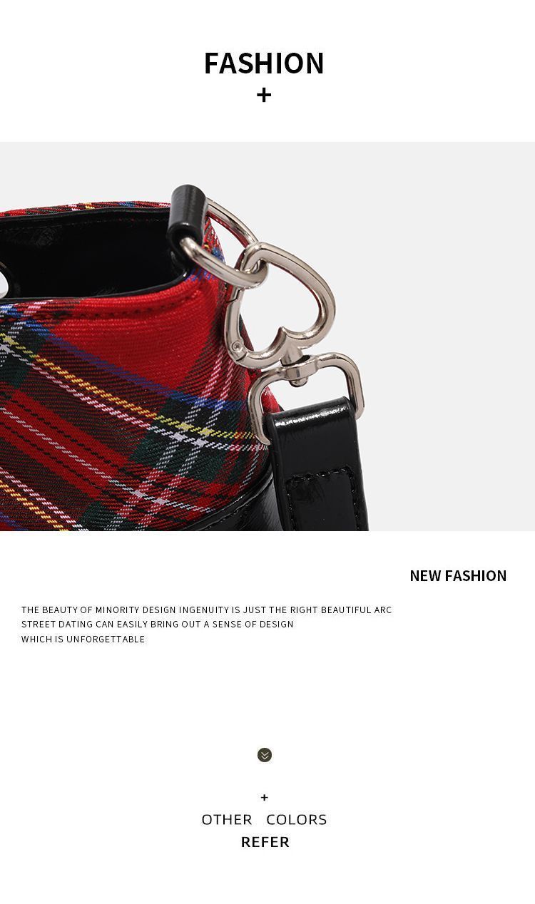 JK Plaid Trim Ita Tote Shoulder Bag