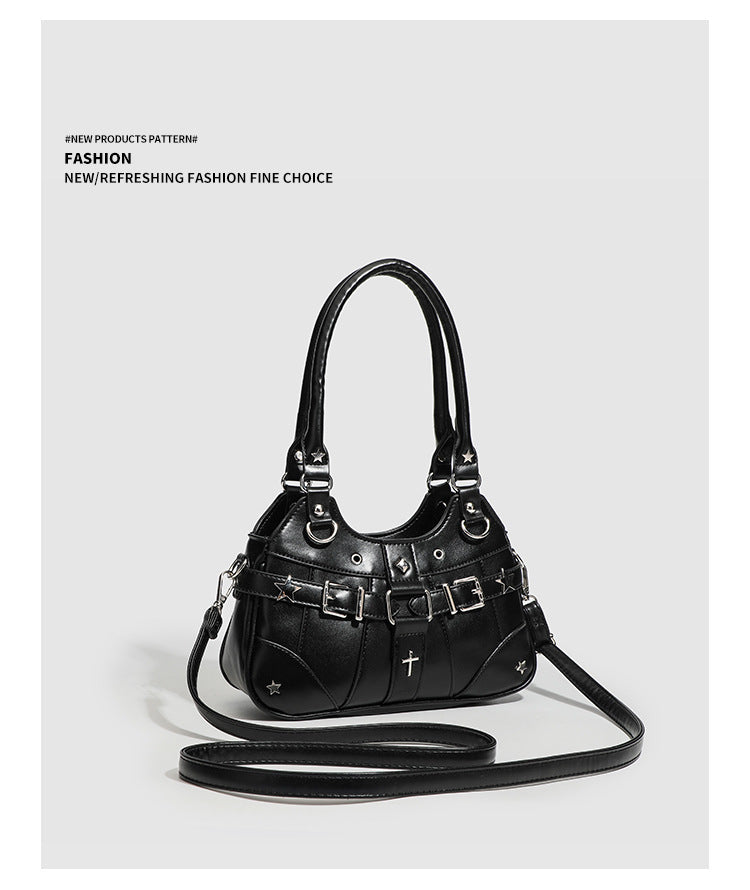 Gothic Punk Rivet Decor PU Underarm Ita Crossbody Bag