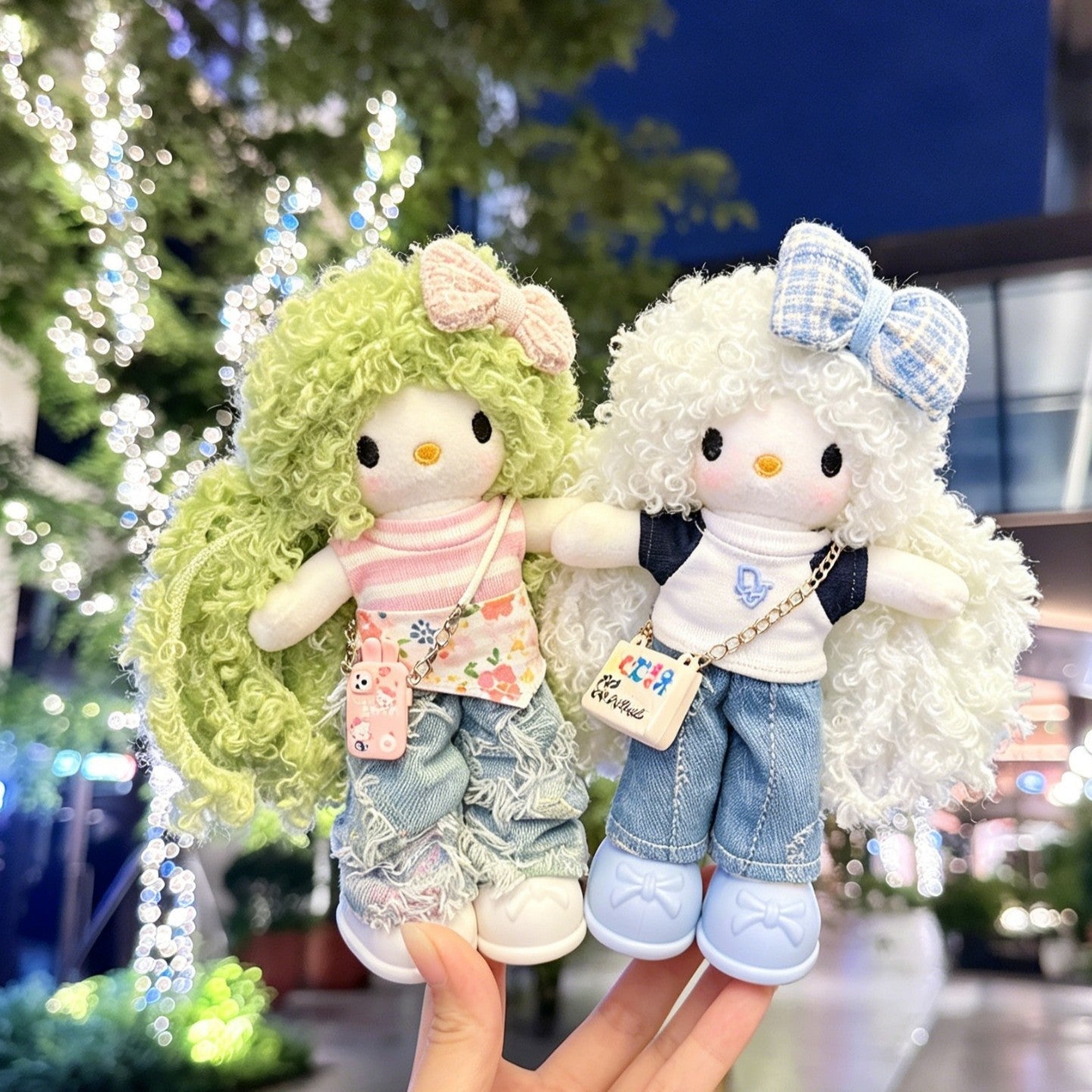 Long Leg KT Cat Plush Bag Charm - Denim Series