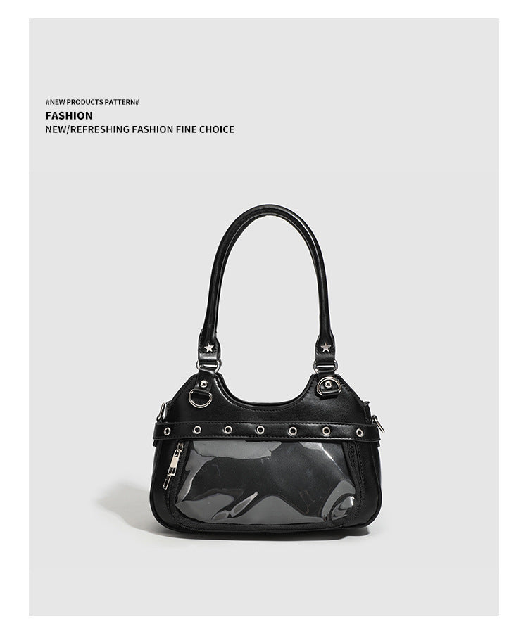 Gothic Punk Rivet Decor PU Underarm Ita Crossbody Bag