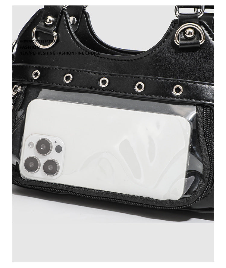 Gothic Punk Rivet Decor PU Underarm Ita Crossbody Bag