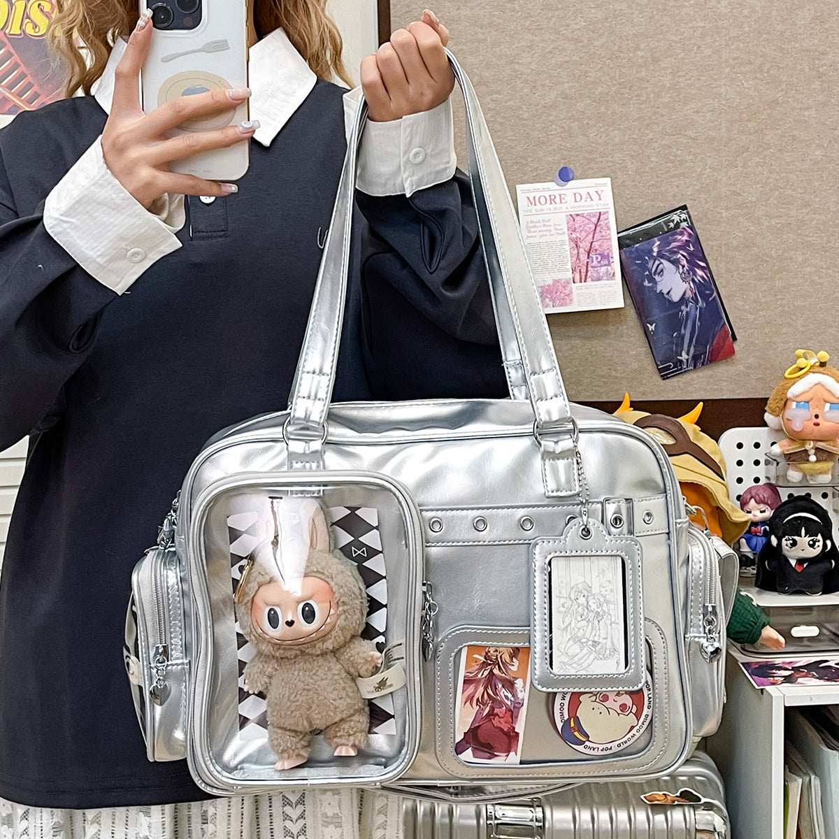 Holographic 3-Way Convertible Ita Bag | Large Capacity Display Handbag