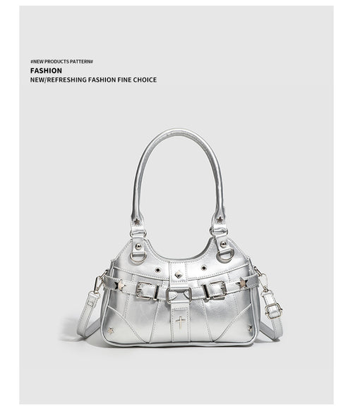 Gothic Punk Rivet Decor PU Underarm Ita Crossbody Bag