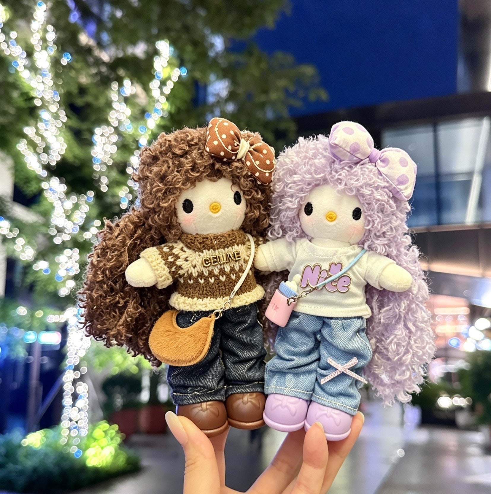 Long Leg KT Cat Plush Bag Charm - Denim Series