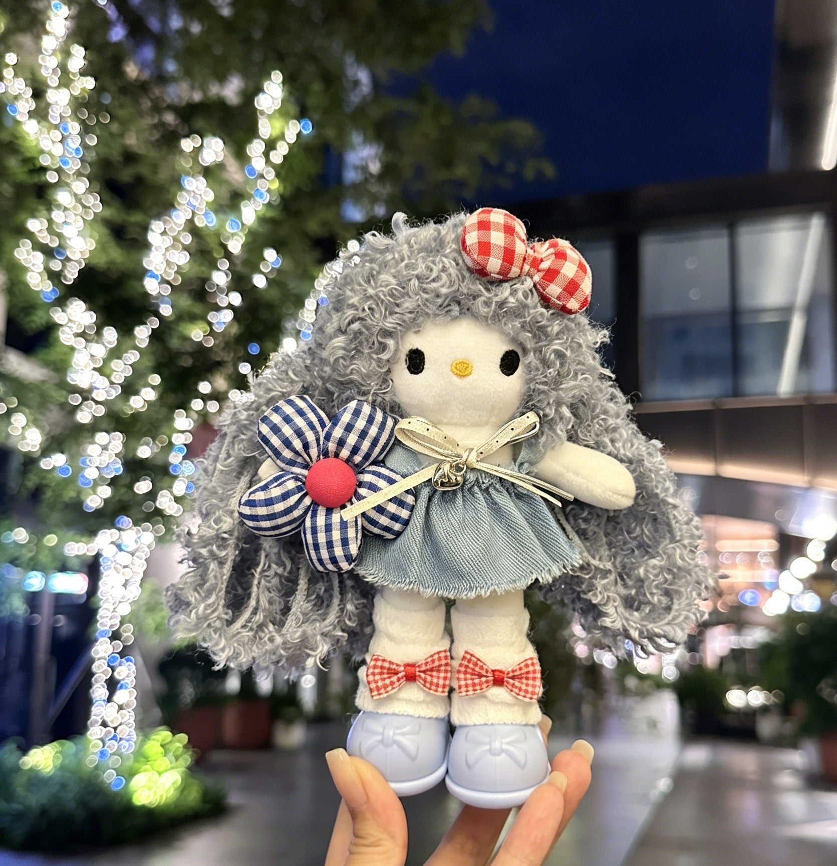 Long Leg KT Cat Plush Bag Charm - Denim Series