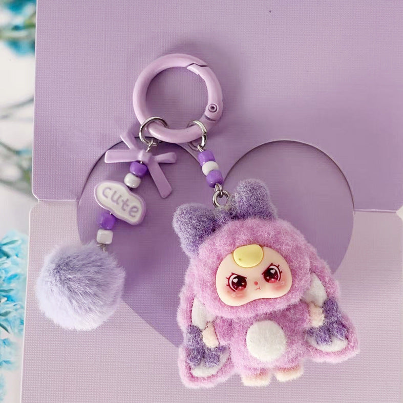 Cute Flocked Mini Doll Keychain Bag Charm