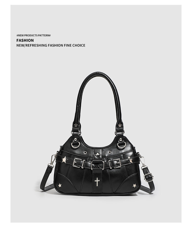 Gothic Punk Rivet Decor PU Underarm Ita Crossbody Bag