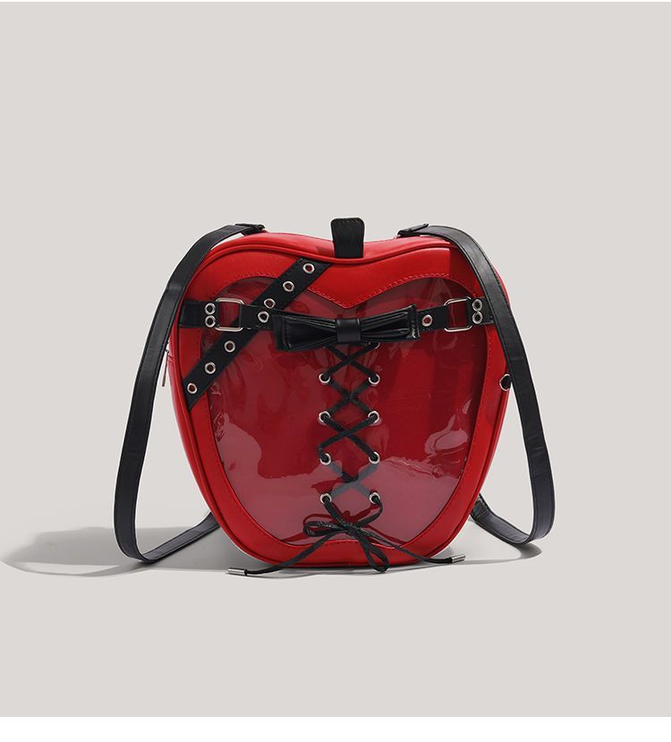 Red Apple Heart Transparent Ita Mini Backpack