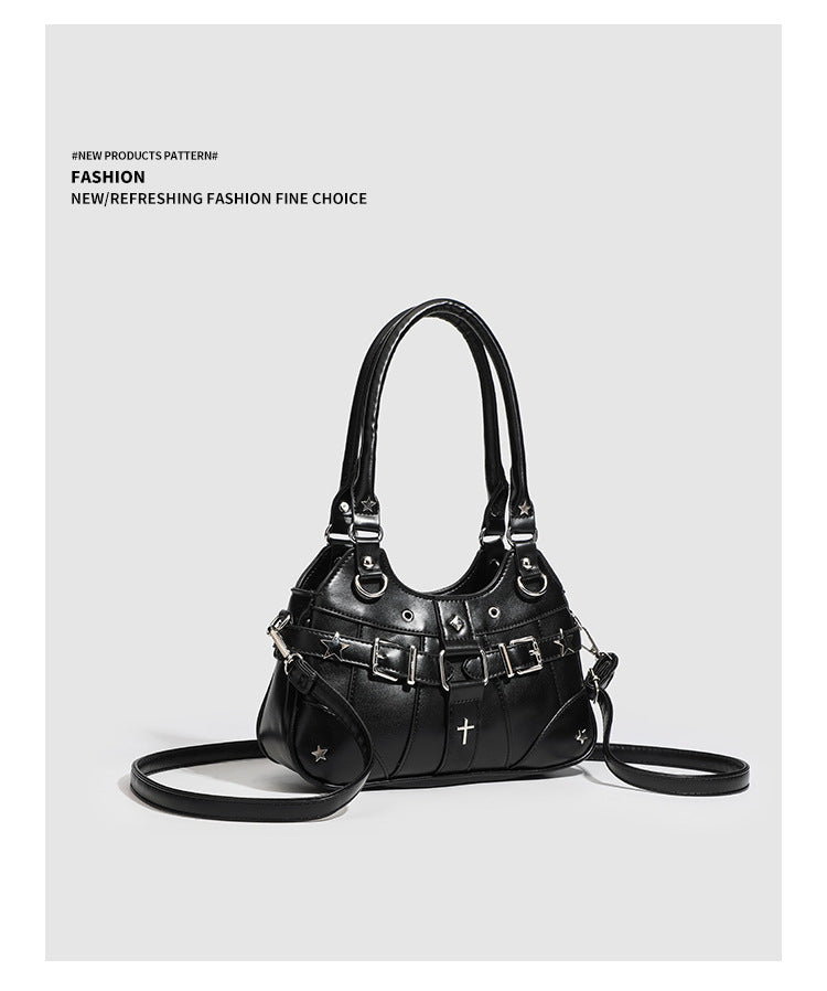 Gothic Punk Rivet Decor PU Underarm Ita Crossbody Bag