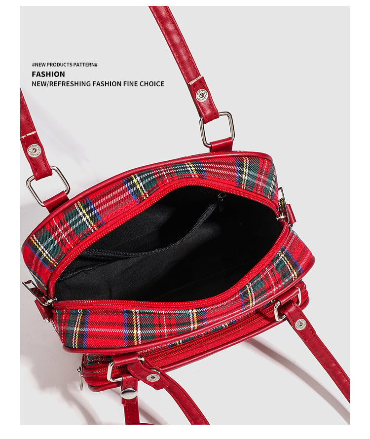 Red Plaid Transparent Ita Small Crossbody Shoulder Bag