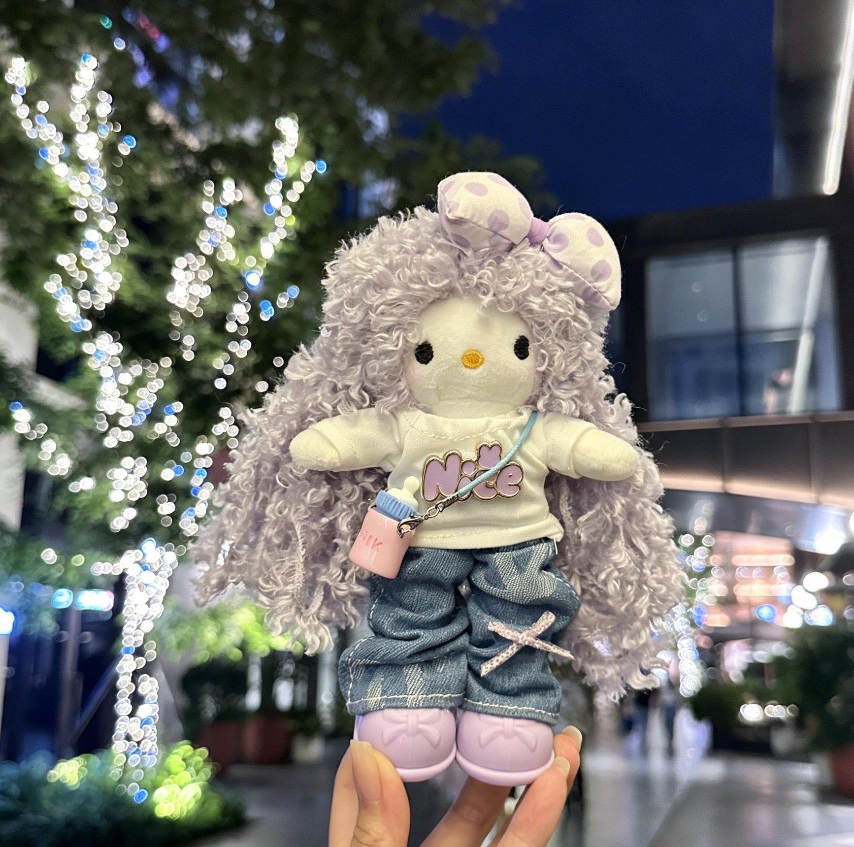 Long Leg KT Cat Plush Bag Charm - Denim Series