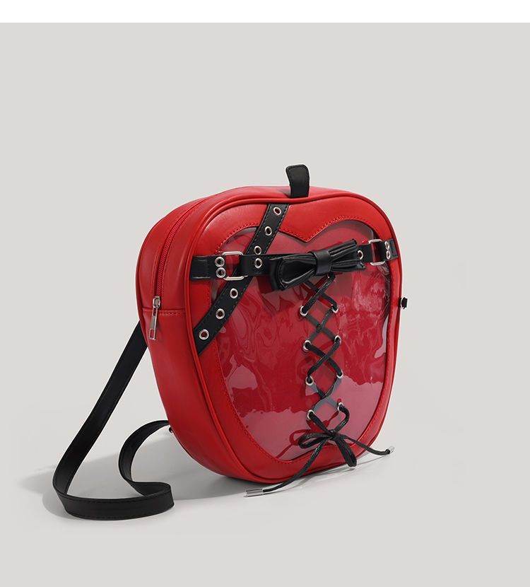 Red Apple Heart Transparent Ita Mini Backpack