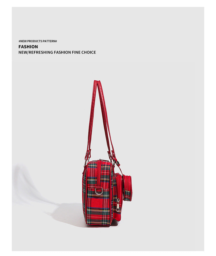Red Plaid Transparent Ita Small Crossbody Shoulder Bag