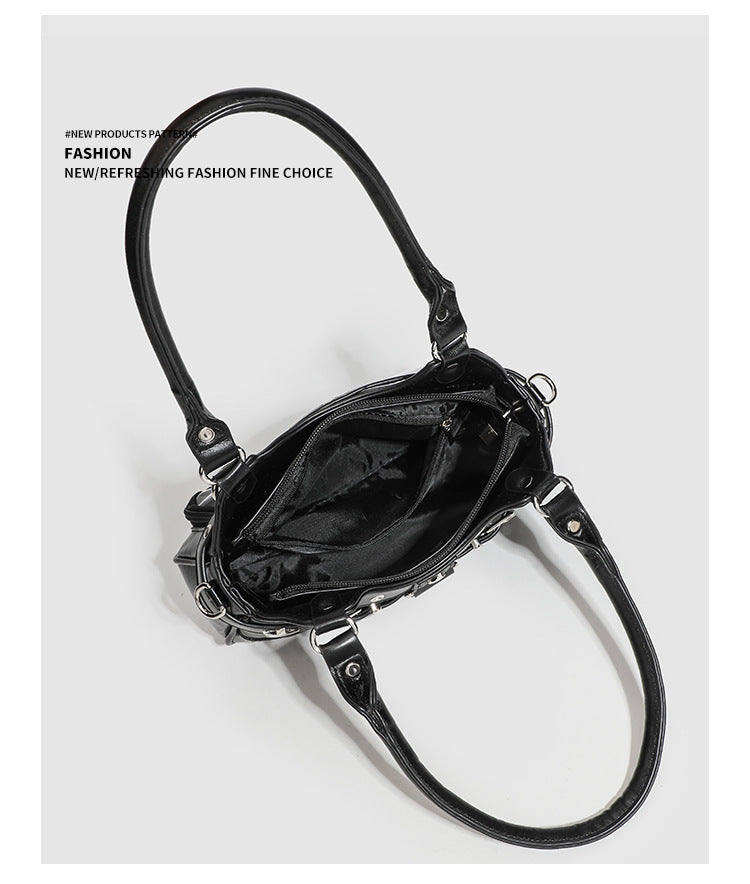 Gothic Punk Rivet Decor PU Underarm Ita Crossbody Bag