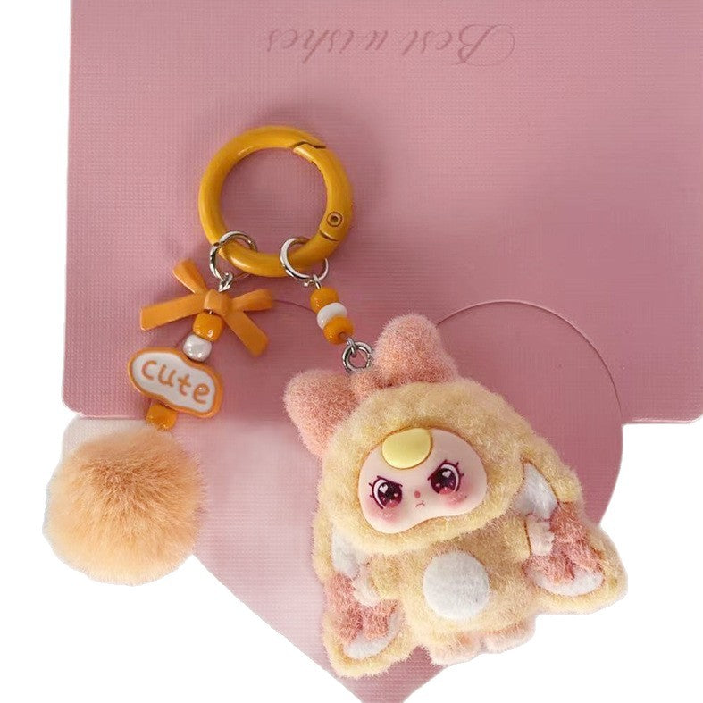 Cute Flocked Mini Doll Keychain Bag Charm