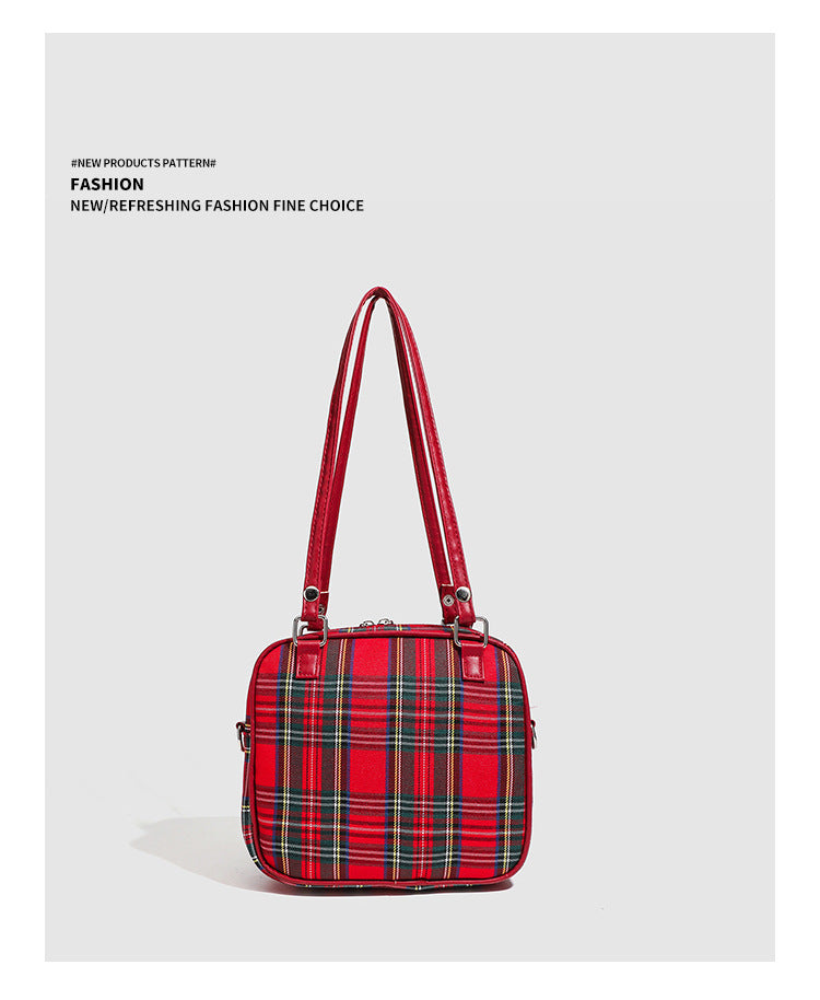 Red Plaid Transparent Ita Small Crossbody Shoulder Bag