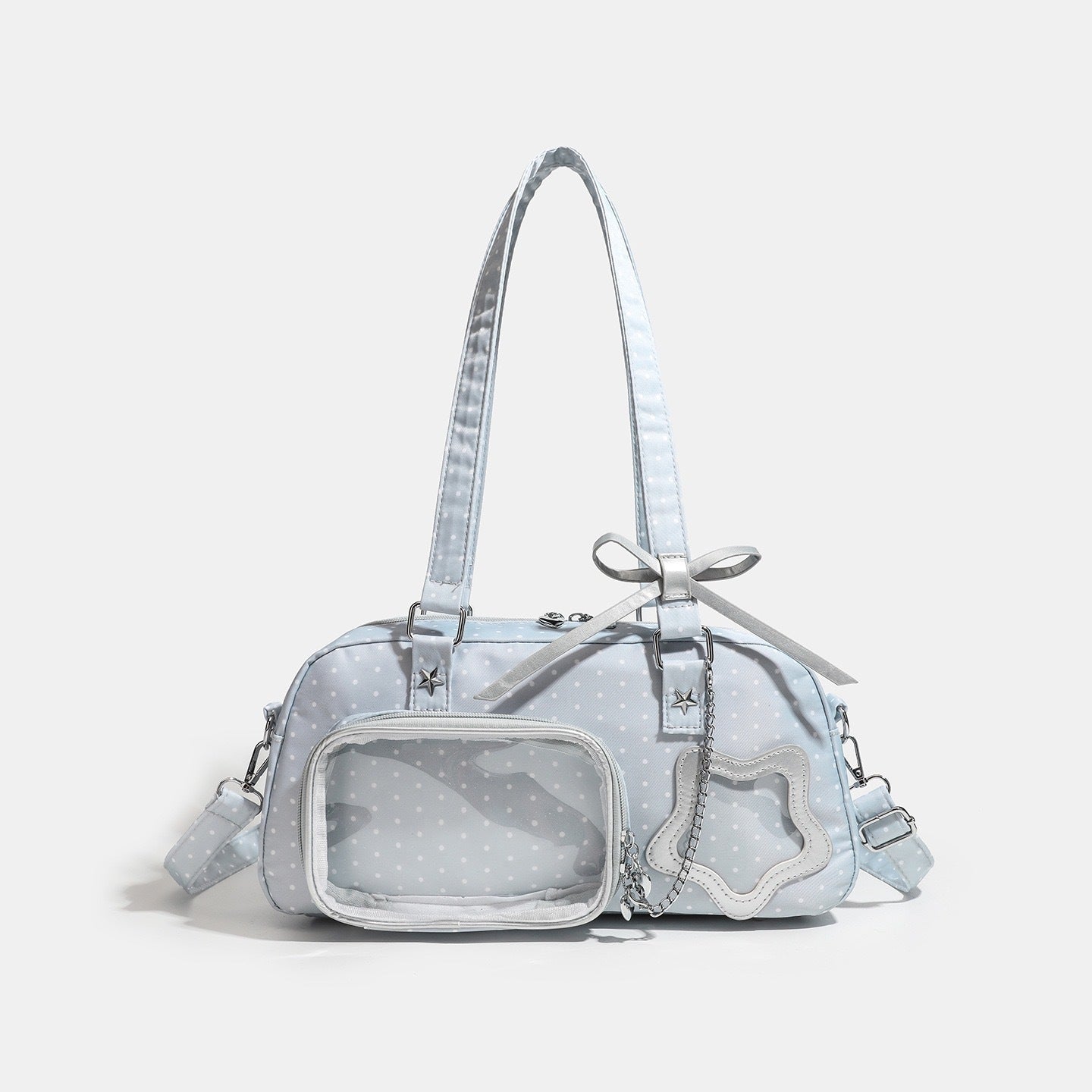 Polka Dot Star Decor Transparent Ita Shoulder Handbag