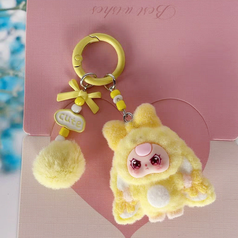 Cute Flocked Mini Doll Keychain Bag Charm