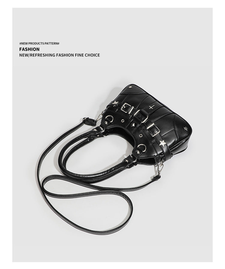 Gothic Punk Rivet Decor PU Underarm Ita Crossbody Bag